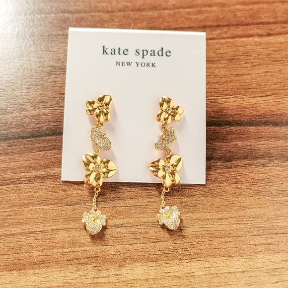 Kate Spade Precious Pansy Gold Linear Earrings